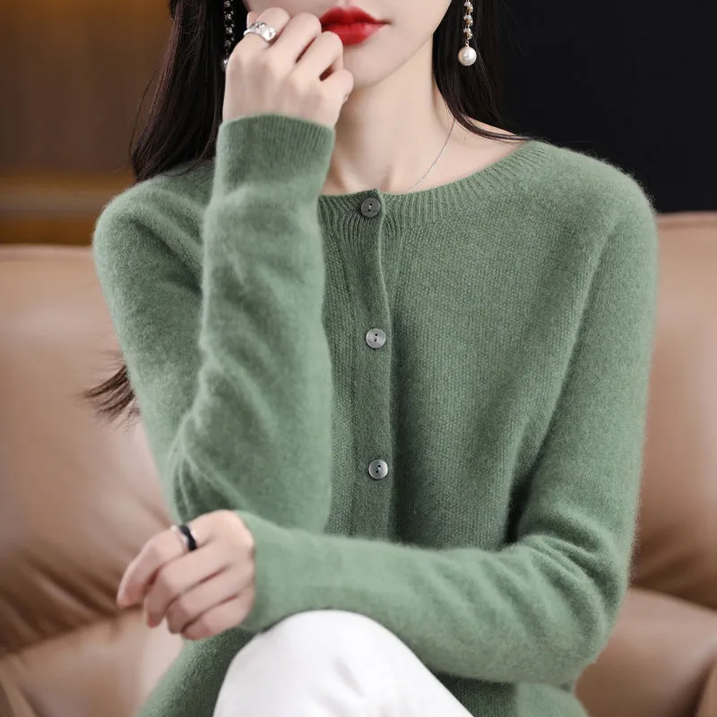 Women's Cashmere Cardigan O-neck Loose Sweaters