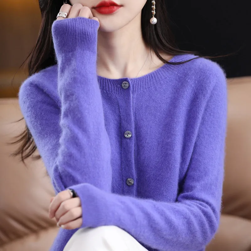 Women's Cashmere Cardigan O-neck Loose Sweaters