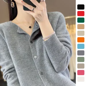 Women's Cashmere Cardigan O-neck Loose Sweaters