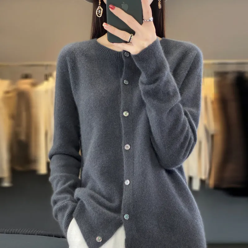 Women's Cashmere Cardigan O-neck Loose Sweaters