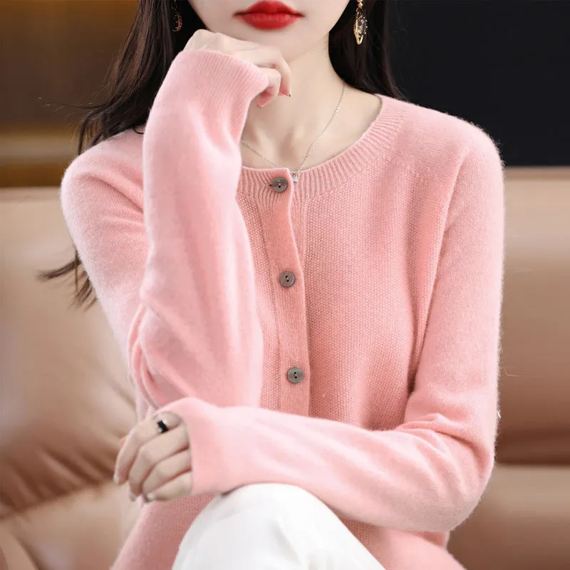 Women's Cashmere Cardigan O-neck Loose Sweaters