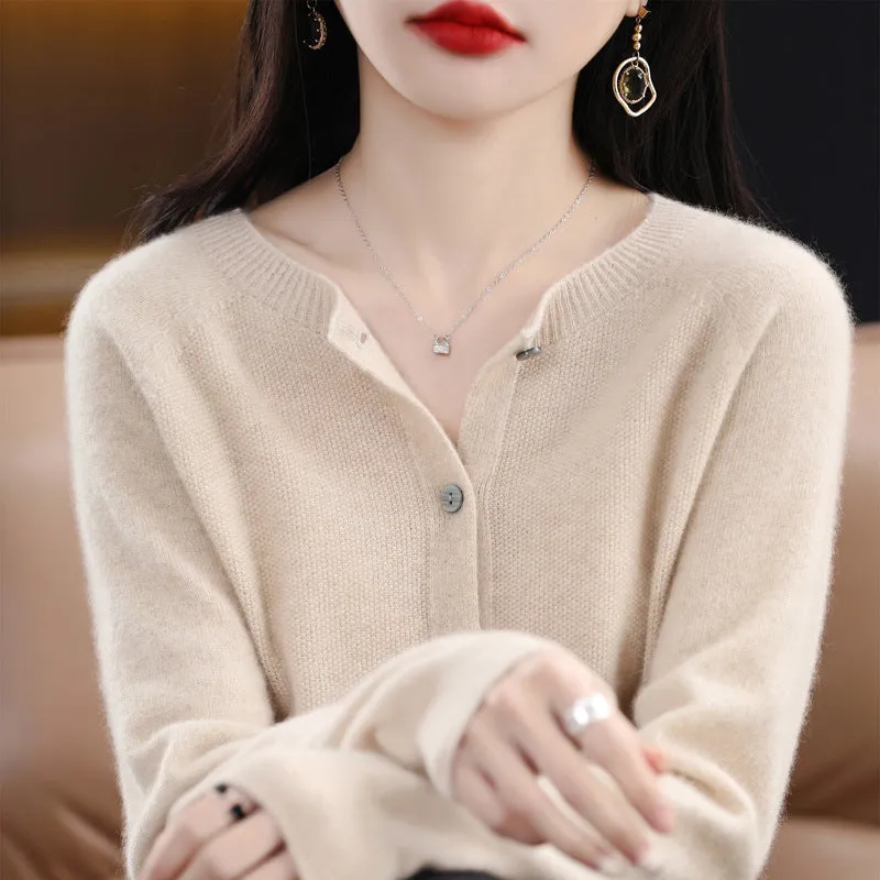 Women's Cashmere Cardigan O-neck Loose Sweaters