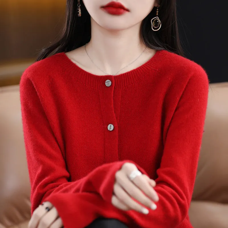 Women's Cashmere Cardigan O-neck Loose Sweaters