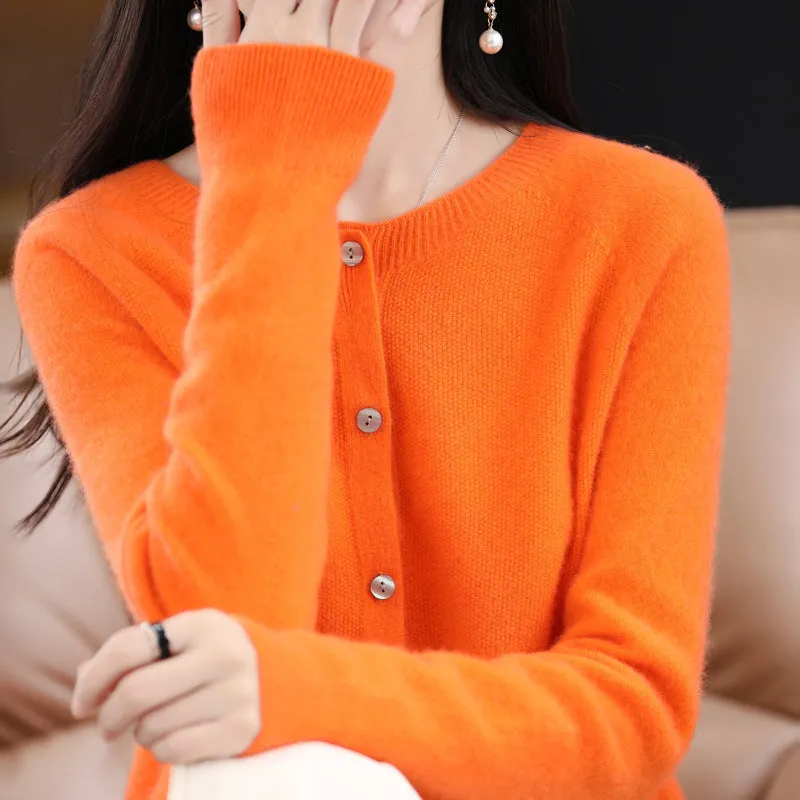 Women's Cashmere Cardigan O-neck Loose Sweaters
