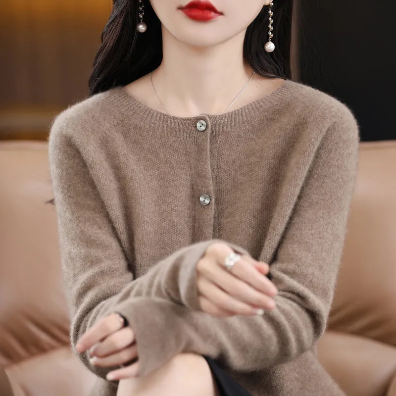 Women's Cashmere Cardigan O-neck Loose Sweaters