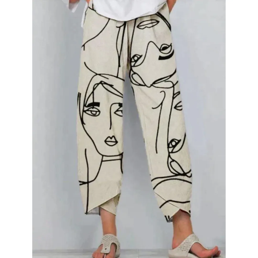 Women's Graphic Cropped Pants | Low Rise