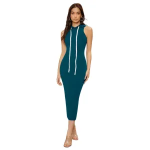Womens Knitting strachable Solid Round Neck Sleeveless Dresses Morpich
