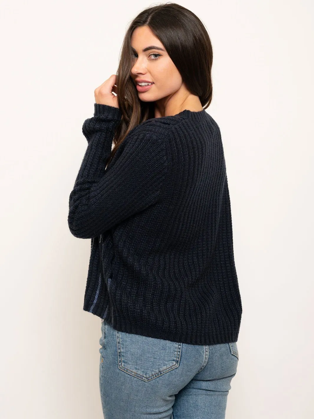 WOMEN'S SEQUIN LINE CARDIGAN SWEATER
