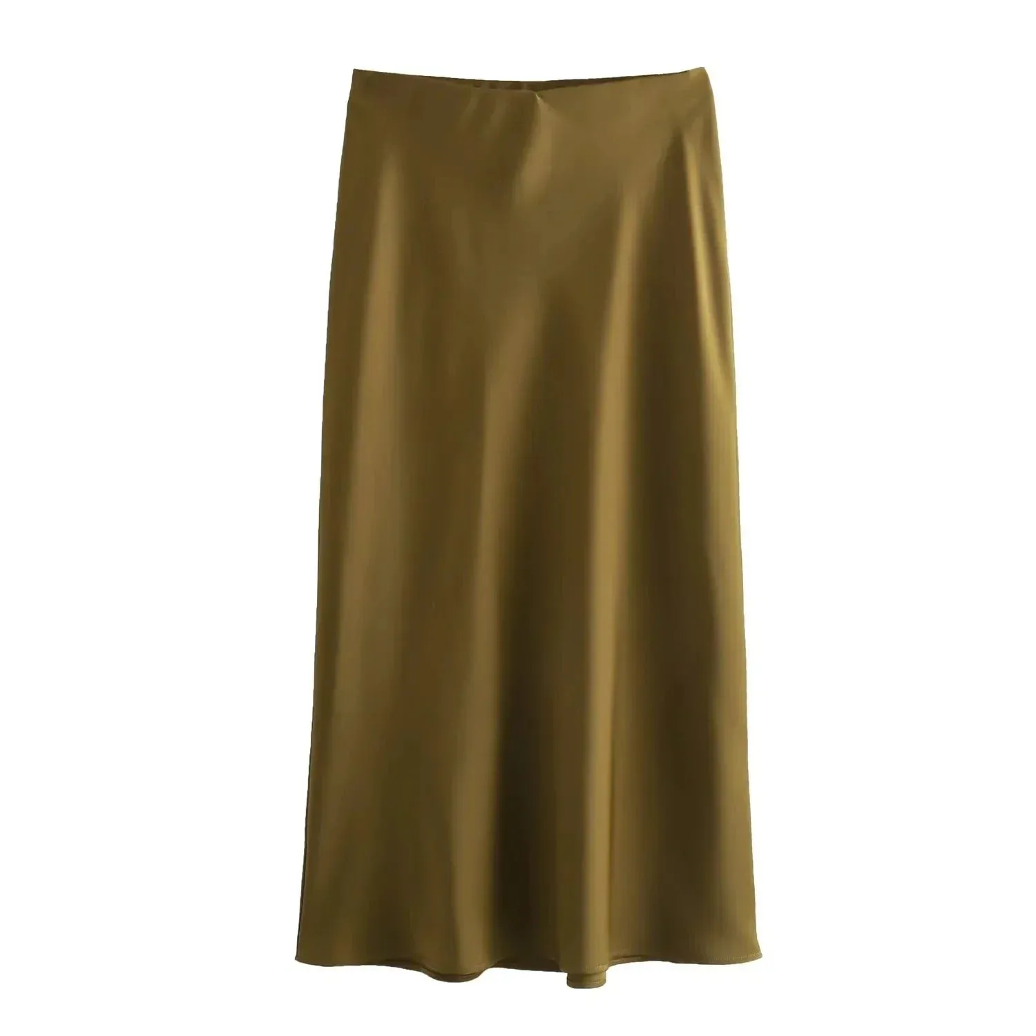 Women's Skirts Basic Satin Skirt High Waist Stylish Long Skirts Midi Chic And Elegan