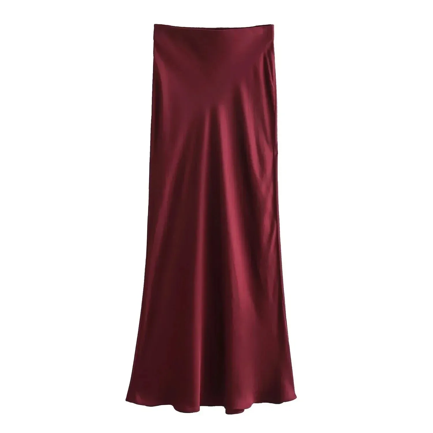 Women's Skirts Basic Satin Skirt High Waist Stylish Long Skirts Midi Chic And Elegan