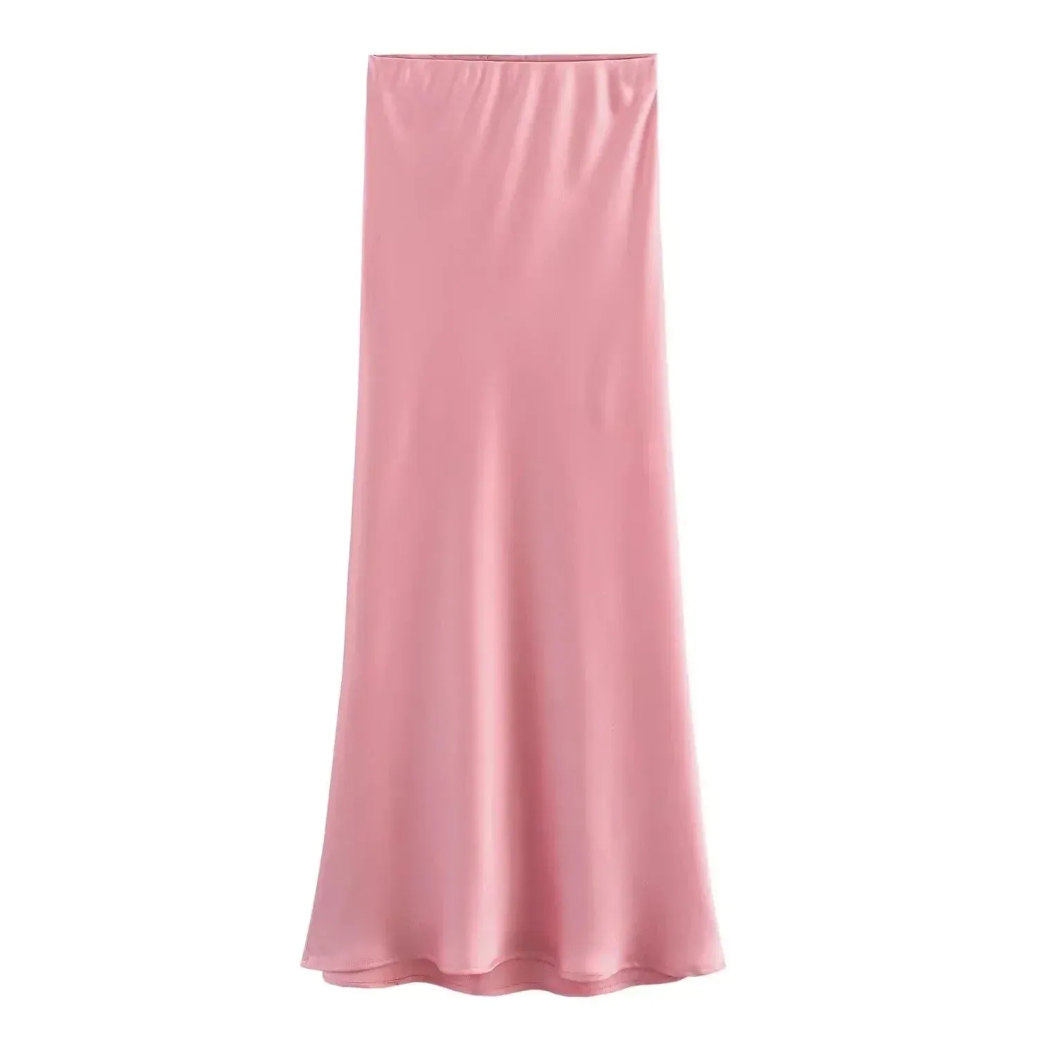 Women's Skirts Basic Satin Skirt High Waist Stylish Long Skirts Midi Chic And Elegan