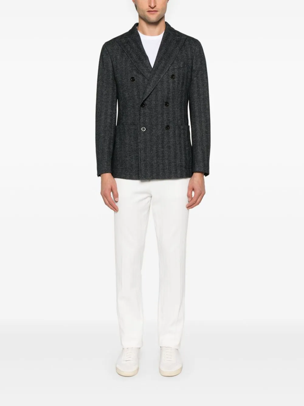 Wool and cotton double-breasted jacket