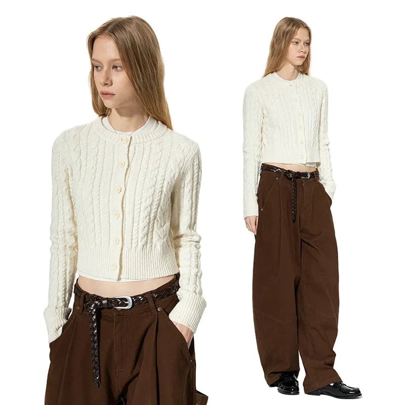 Wool Cable-Knit Cardigan