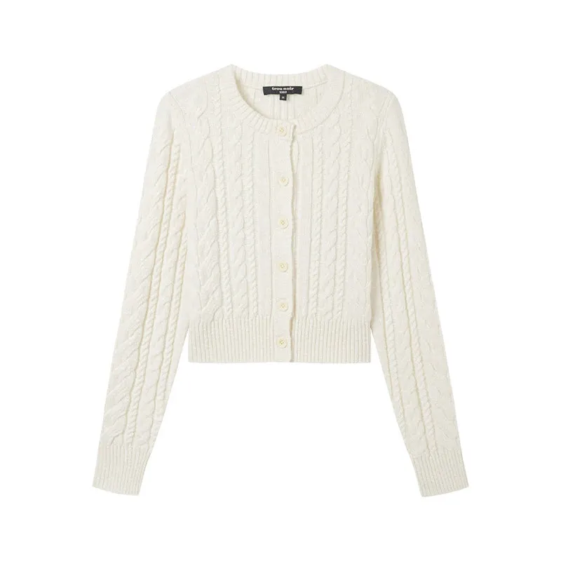 Wool Cable-Knit Cardigan