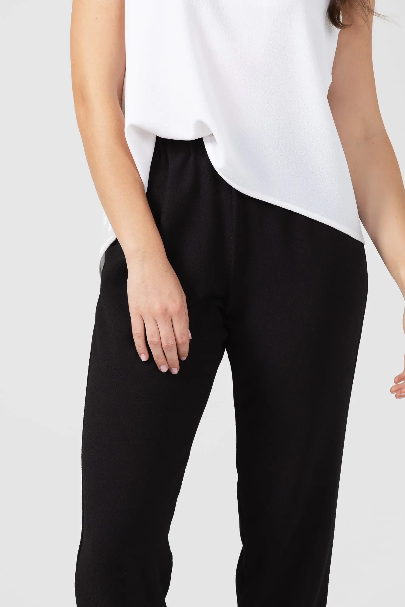 X Black Crepe Slim Leg Pant