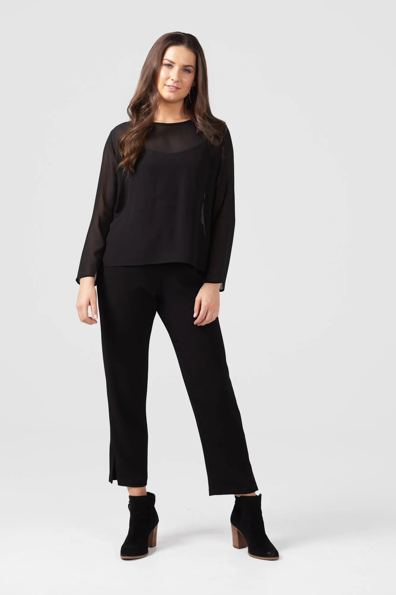 X Black Crepe Slim Leg Pant