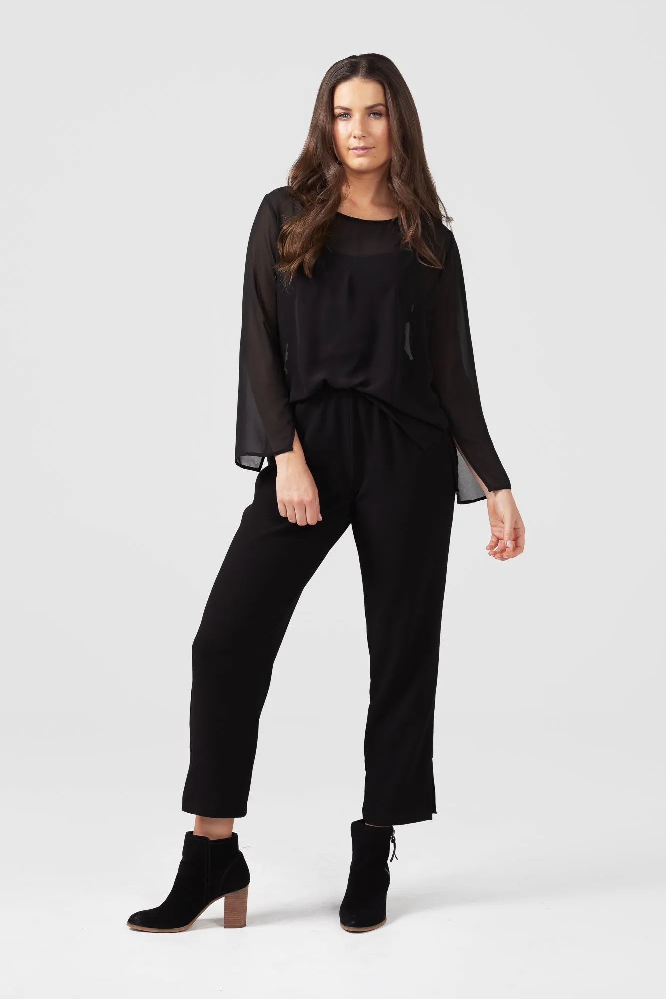 X Black Crepe Slim Leg Pant