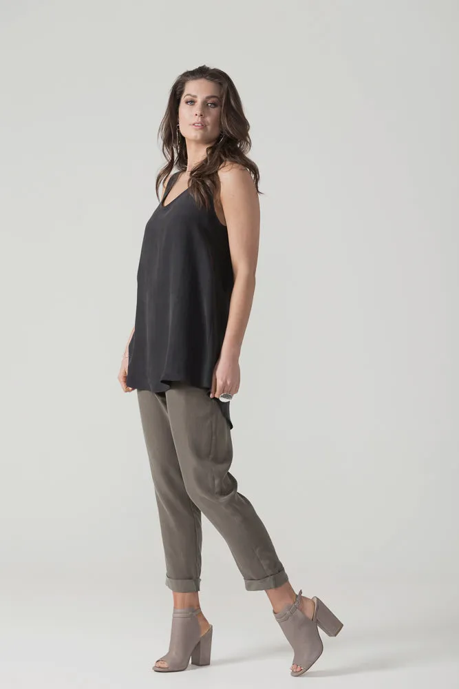 X Black Crepe Slim Leg Pant