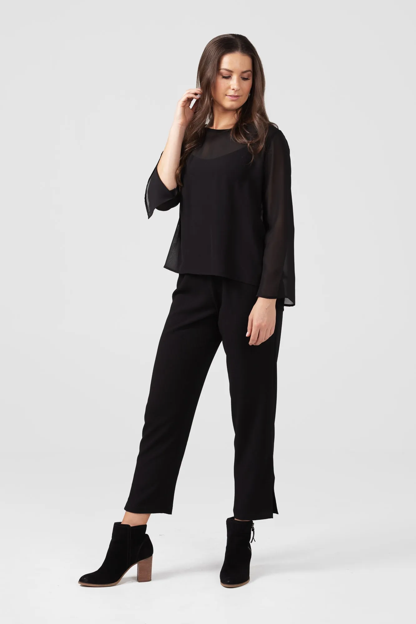X Black Crepe Slim Leg Pant