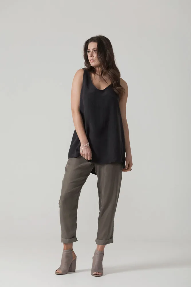 X Black Crepe Slim Leg Pant
