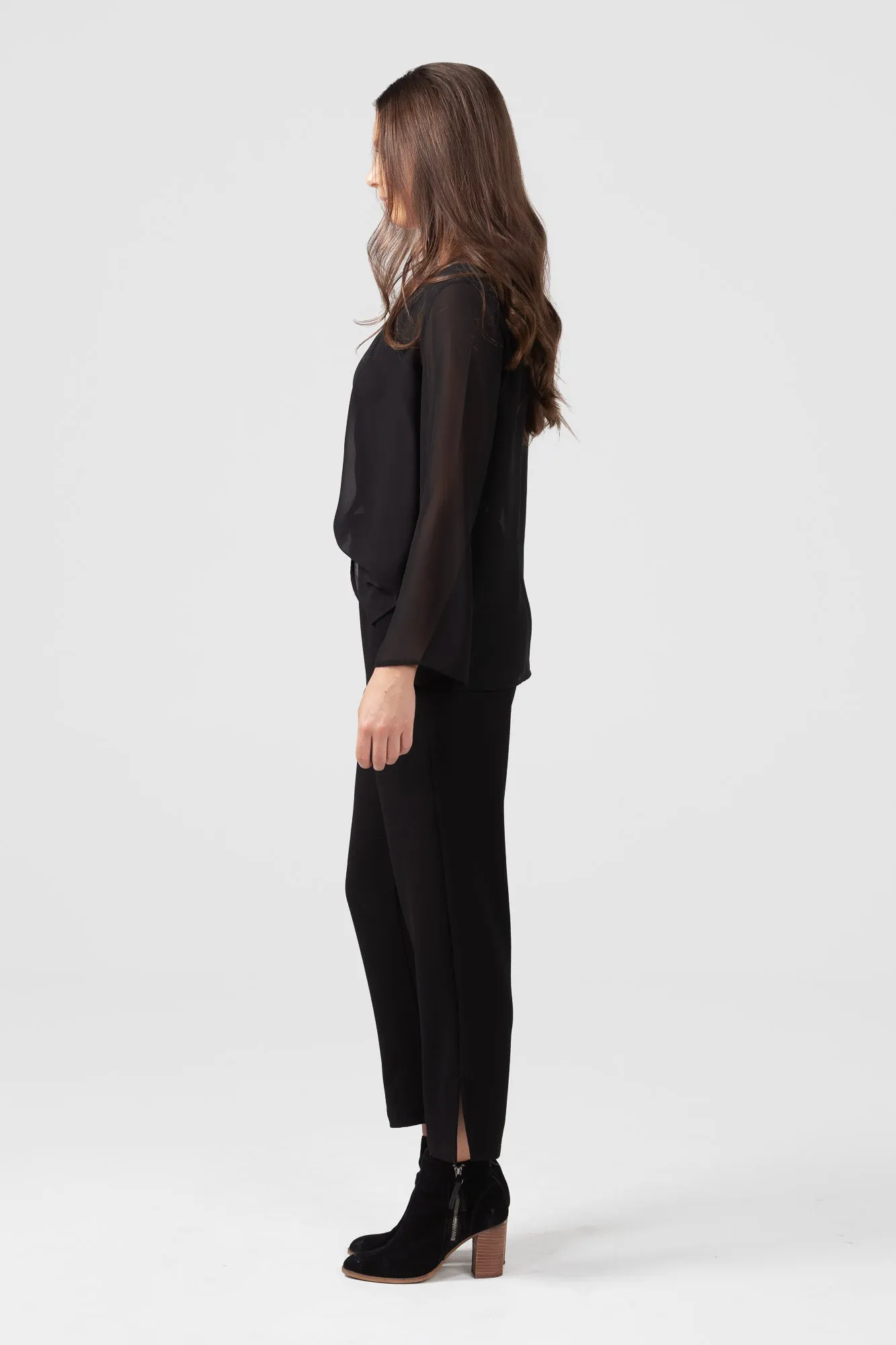X Black Crepe Slim Leg Pant