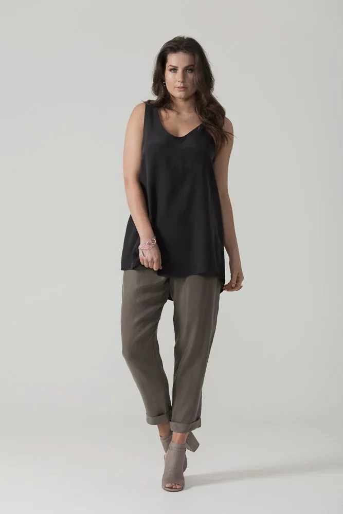 X Black Crepe Slim Leg Pant