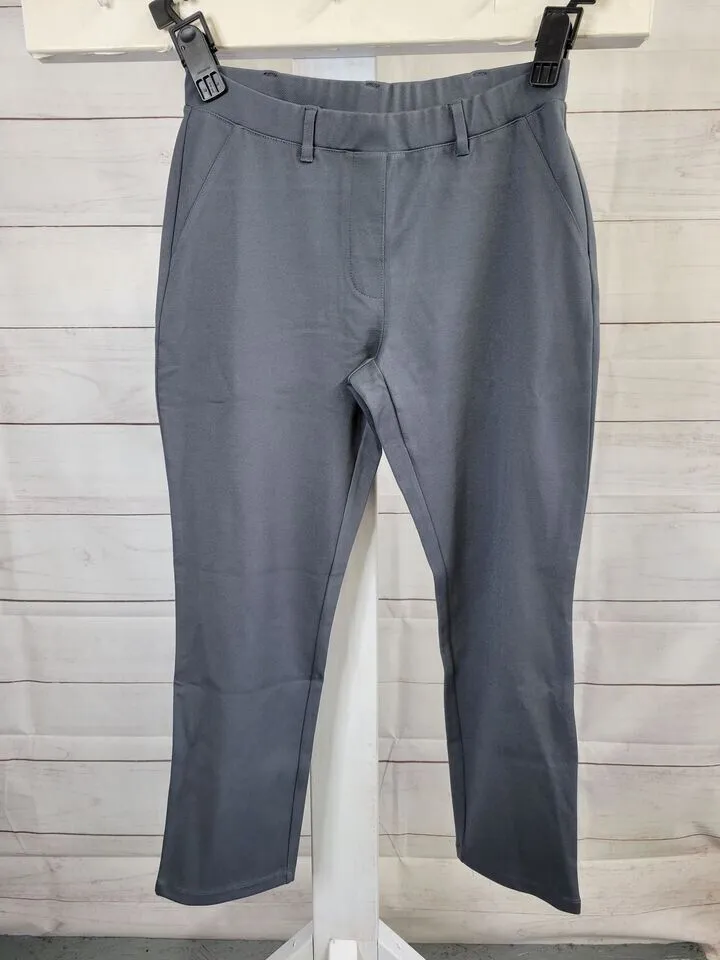 XXSMALL GREY A387862 Susan Graver Petite Knit Twill Pull-On Slim-Leg Ankle Pants