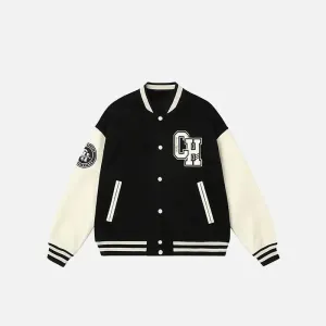 Y2K Varsity Jacket with Retro Letter Print Style