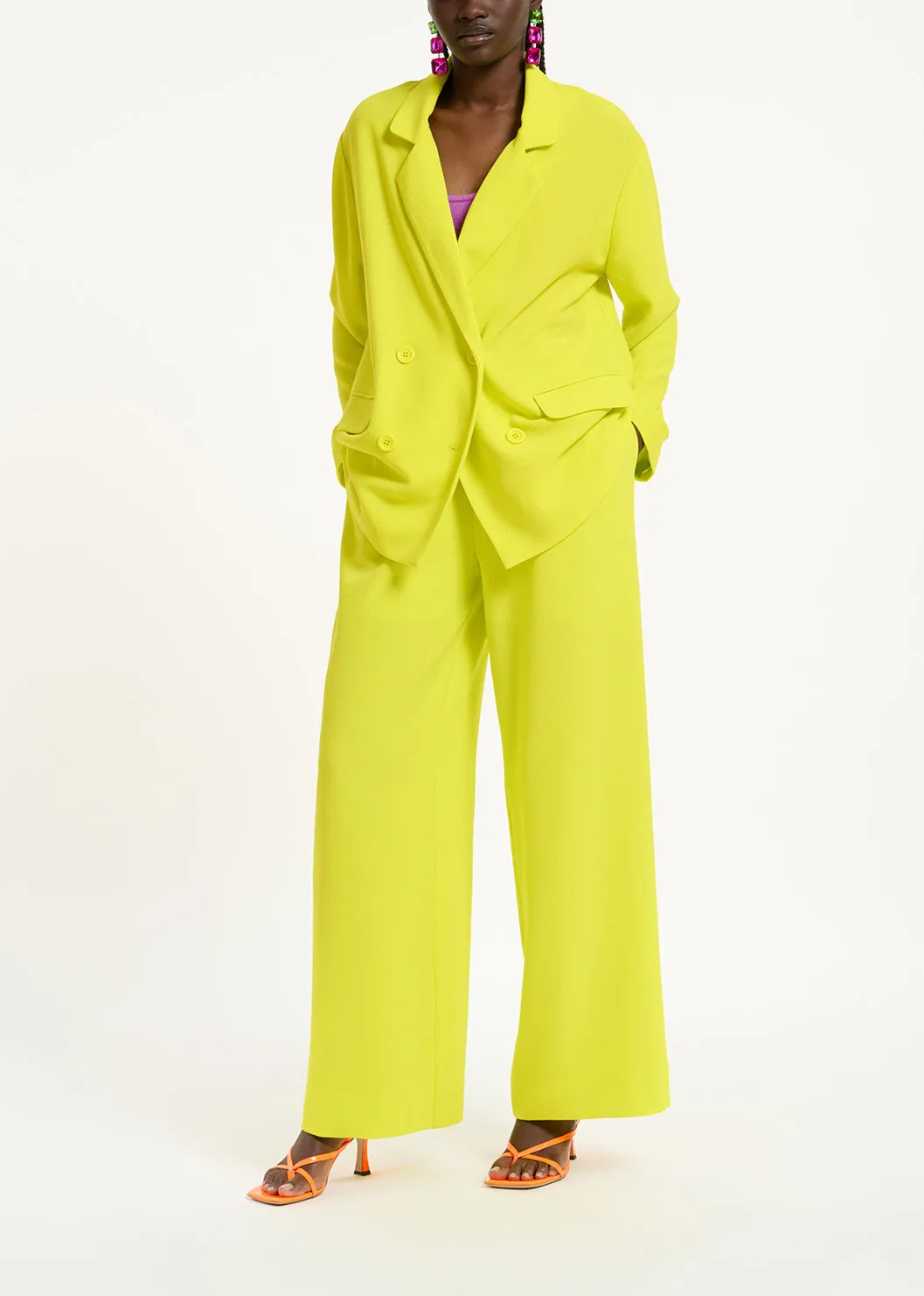 Yellow double-breasted blazer