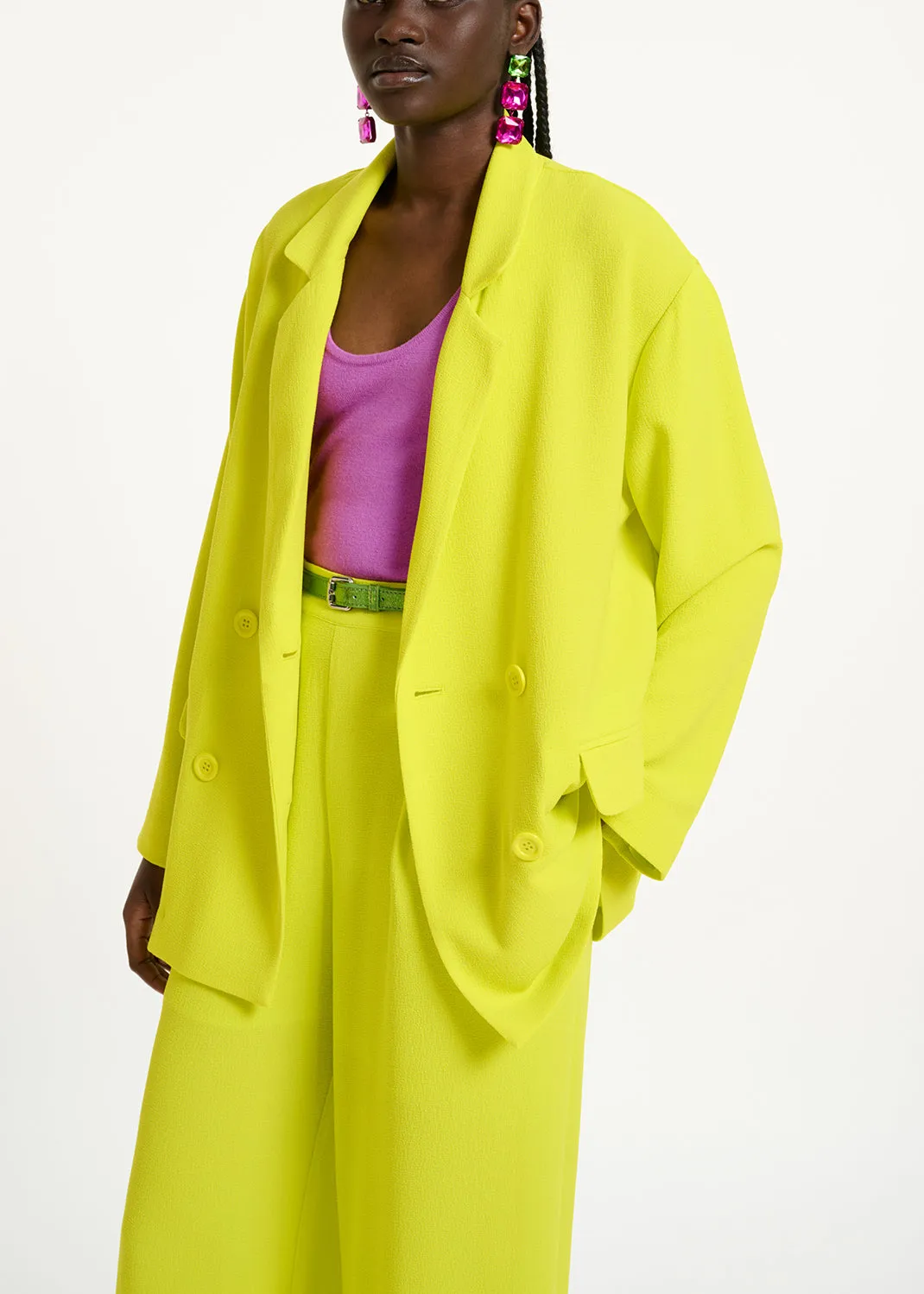 Yellow double-breasted blazer