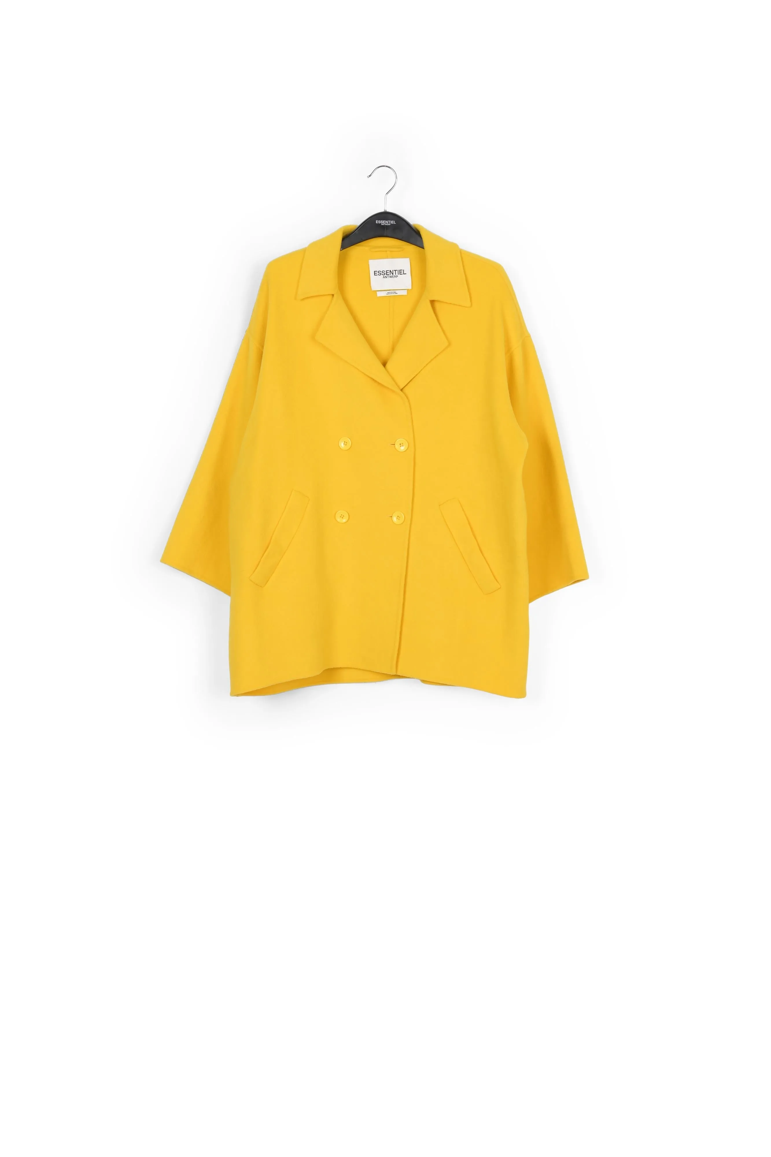 Yellow double-breasted wool coat