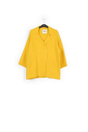 Yellow double-breasted wool coat