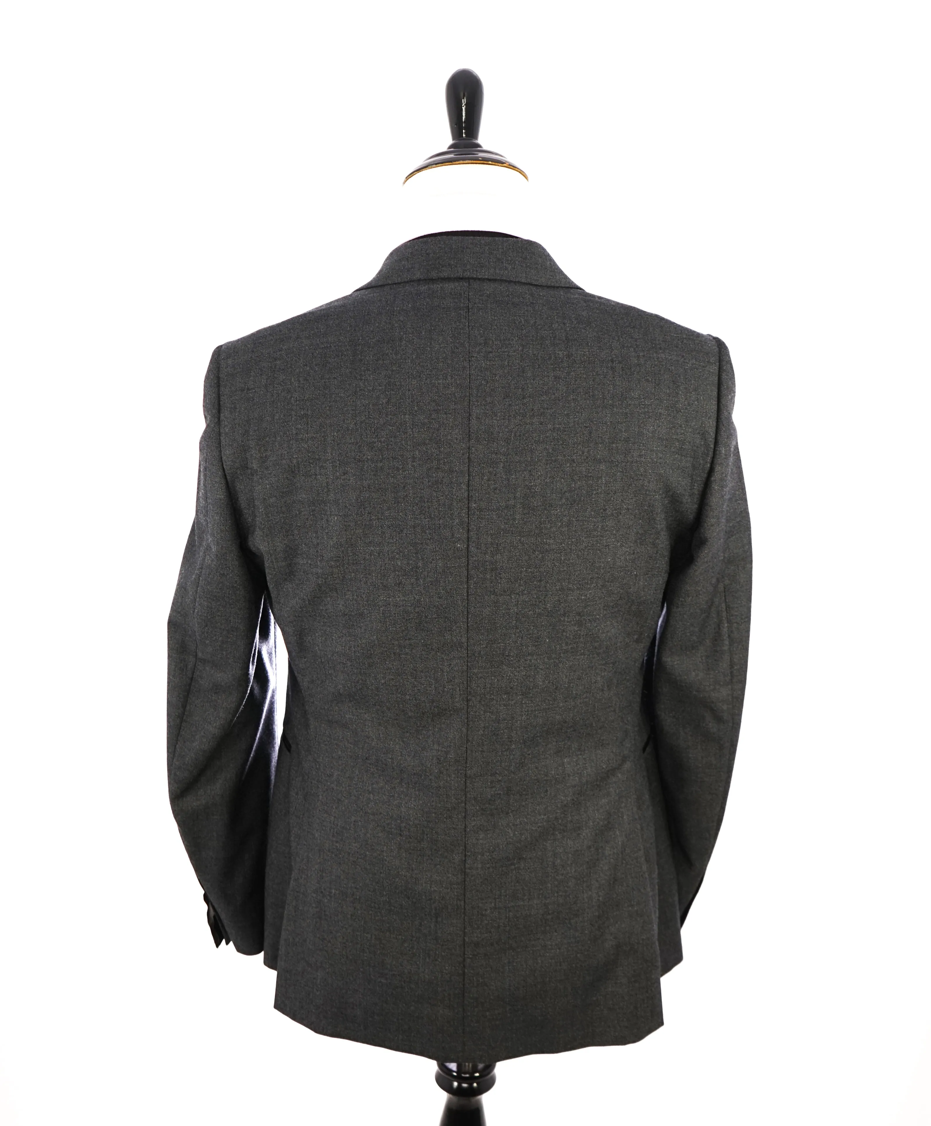 Z ZEGNA - Gray Flannel W Contrast Silk Lapel 'Drop 8' Wool Tuxedo Suit - 42R