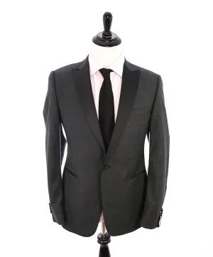 Z ZEGNA - Gray Flannel W Contrast Silk Lapel 'Drop 8' Wool Tuxedo Suit - 42R